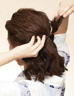 ゆかた髪型 ミディアム セット3